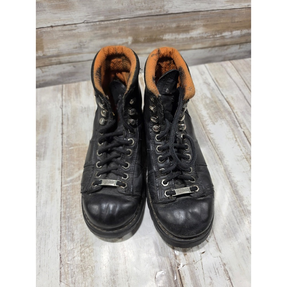 Harley-Davidson Lauderdale Black Leather Biker Boots Vintage 1995 Womens 7.5 - Picture 5 of 8